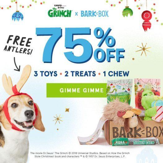 BarkBox Cyber Monday Coupon Code - $5 First Box + Free Extra Toys + Free Antlers!