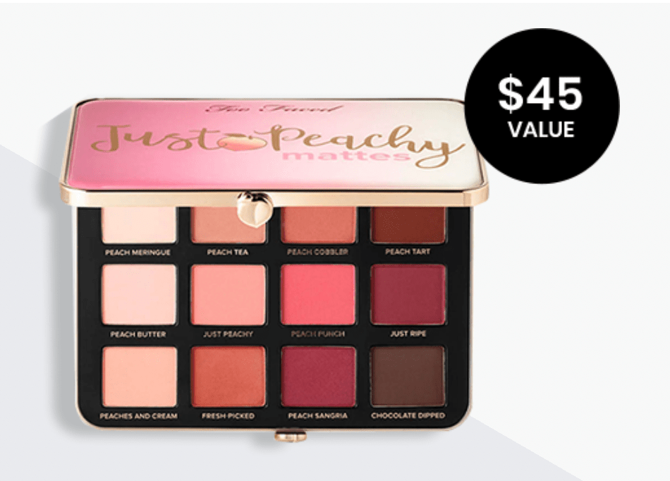 BOXYCHARM Free Gift –  Too Faced Just Peachy Eye Shadow Palette with New Subscriptions!