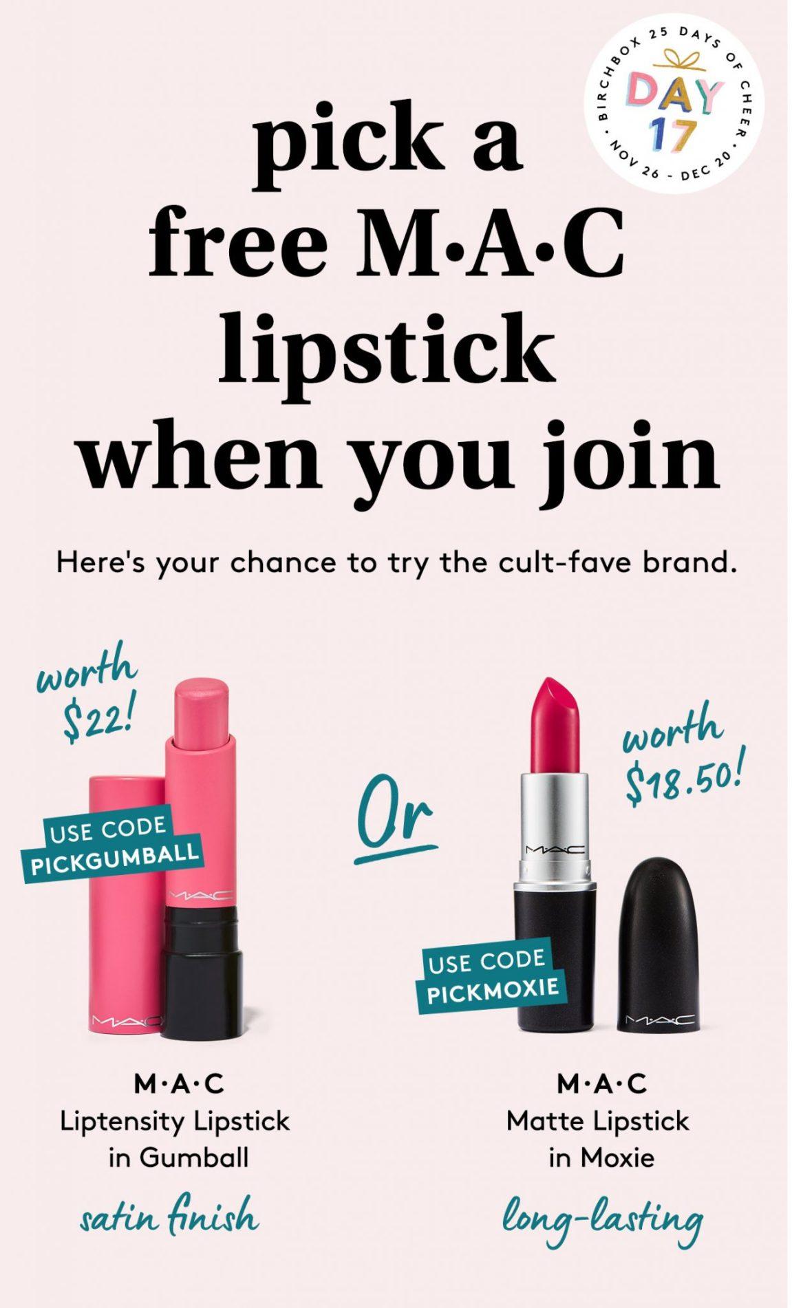 Birchbox Coupon – Free MAC Cosmetics Lipstick wth New Subscriptions