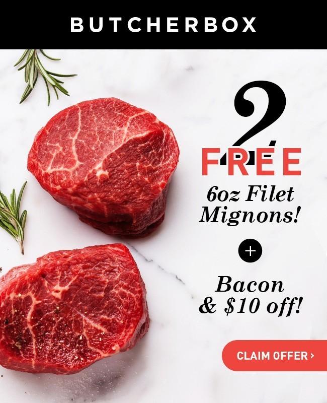 Read more about the article Butcher Box – FREE Filets + FREE Bacon + $10 Off!