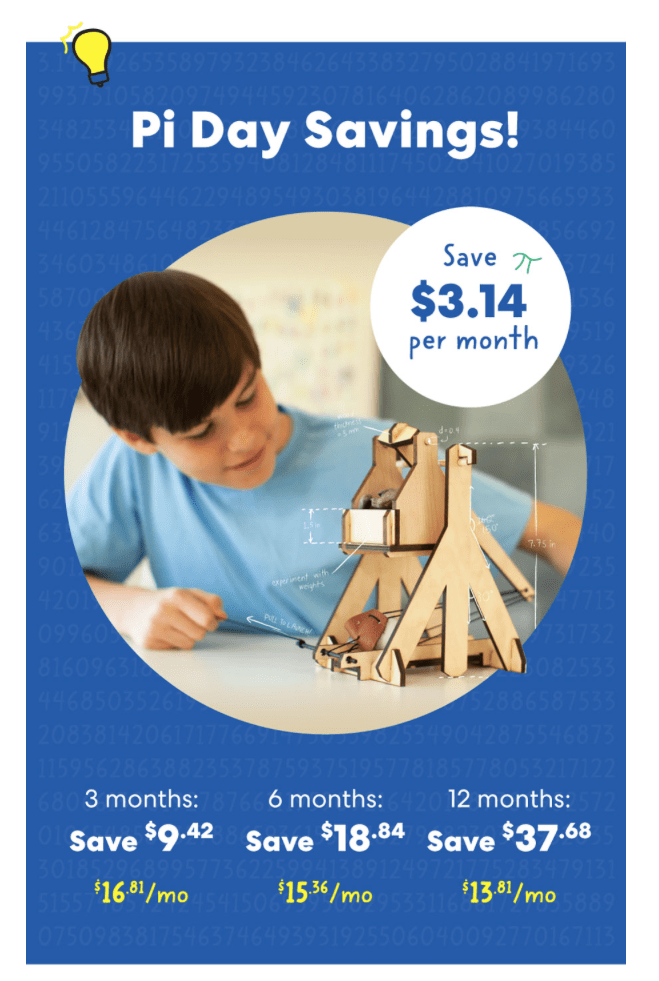 Read more about the article KiwiCo Pi Day Sale – Save $3.14 Per Box!