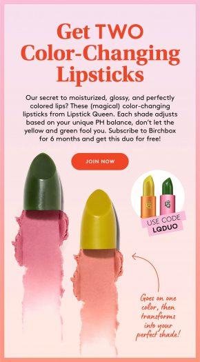 Read more about the article Birchbox – Free Lipstick Queen Bundled GWS Duo – Highway 66 + Frog Prince with New 6-Month Subscription!