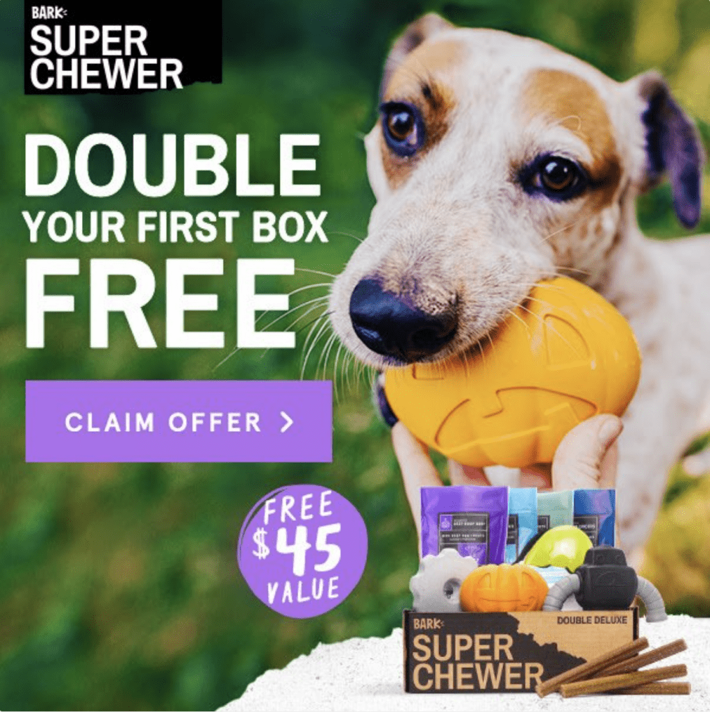 BarkBox Super Chewer Coupon Code Double Your First Box Subscription