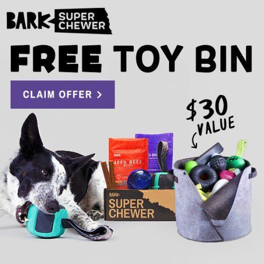 BarkBox Super Chewer Coupon Code – FREE Dog Toy Bin!