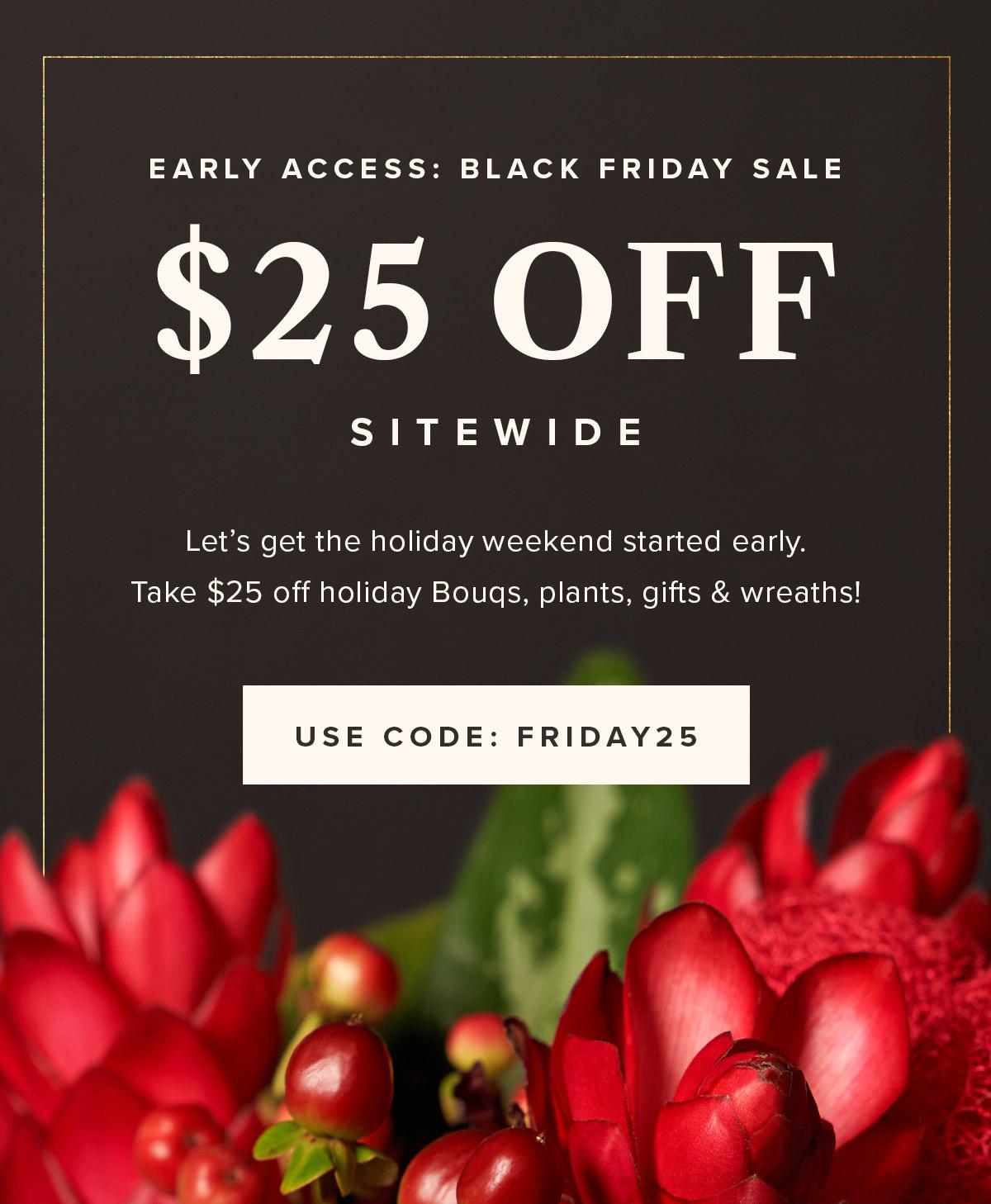 The Bouqs Black Friday Sale – $25 Off Sitewide!