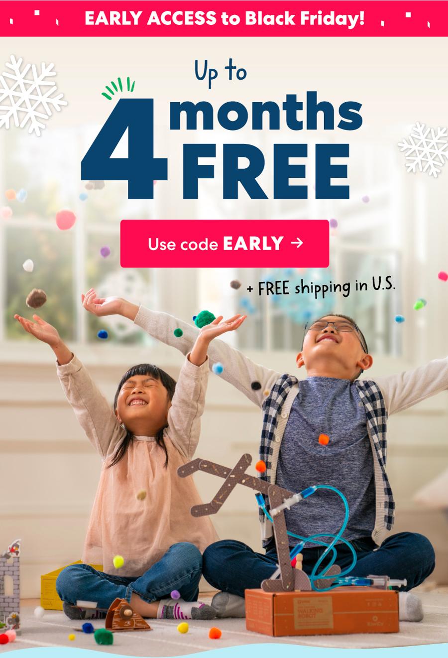 KiwiCo Early Black Friday Sale – Get Up to 4-Months FREE + 40% Off Shop Purchases!