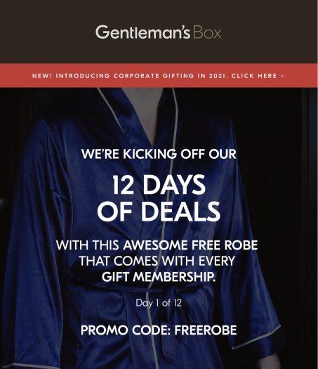 Gentleman’s Box 12 Days of Deals – Day 1 (Free Robe)