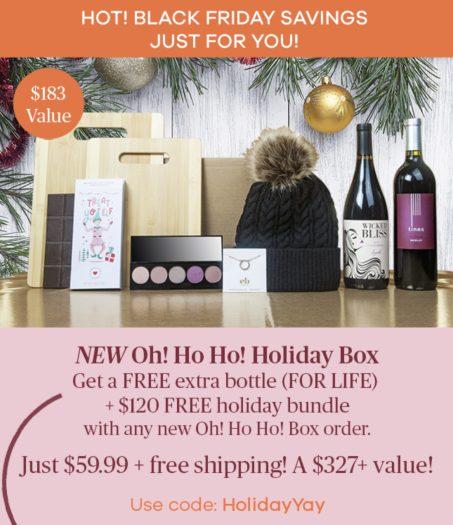 Read more about the article Vine Oh! Oh! Ho! Ho! Holiday Box Black Friday Sale – Bonus Bottle of Wine + FREE Holiday Bundle!