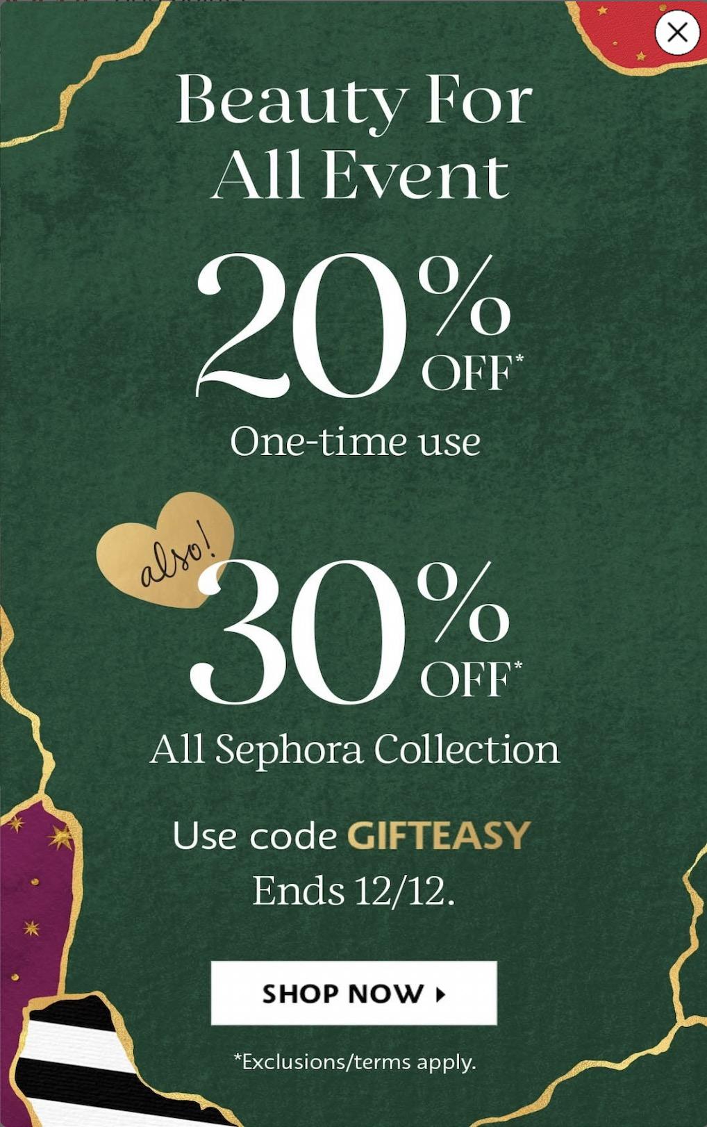 Sephora Beauty For All Event – Save 20% off Sitewide!