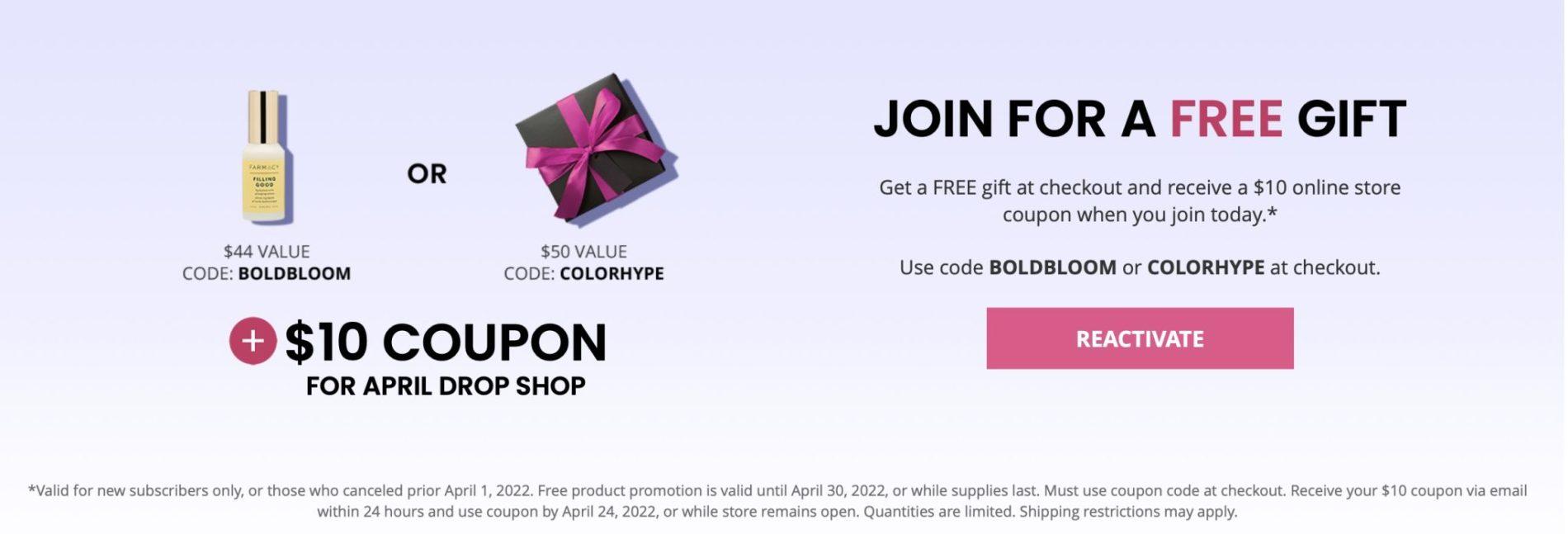 BOXYCHARM April 2022 Coupon Code – Free Gift with Purchase + $10 Pop-Up Credit!