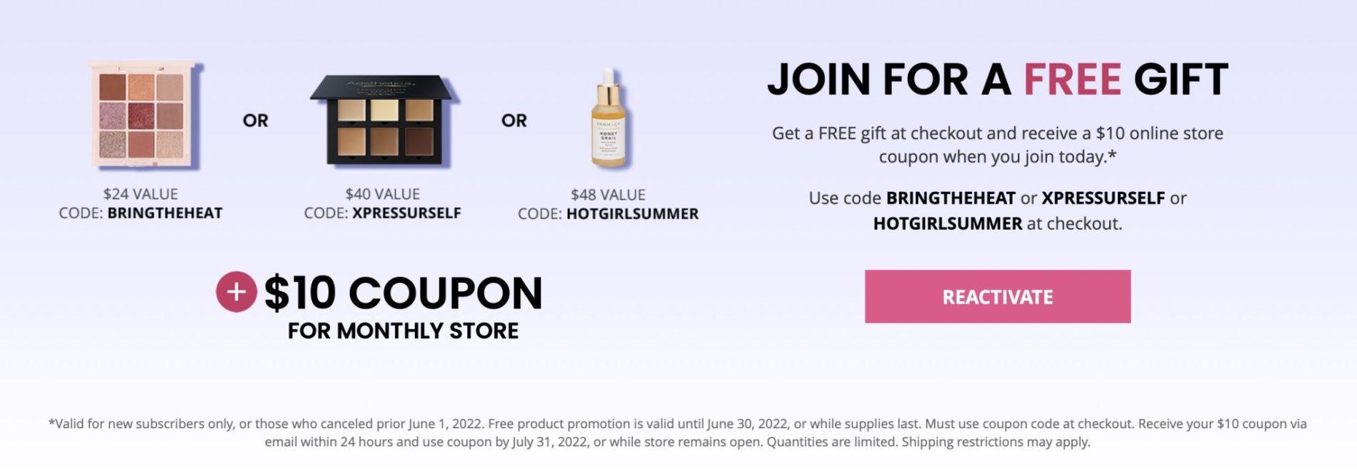 BOXYCHARM June 2022 Coupon Code – Free Gift with Purchase + $10 Pop-Up Credit!
