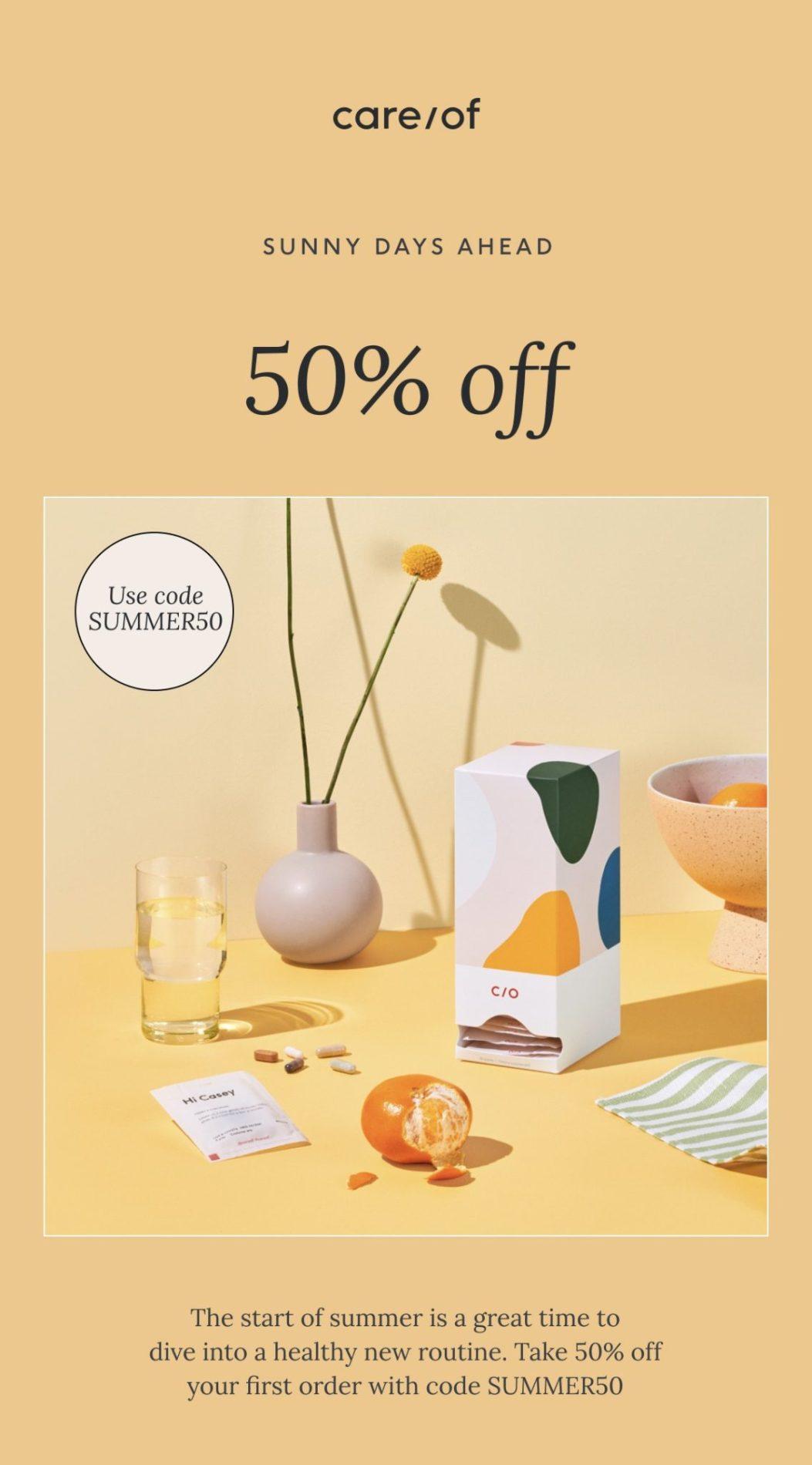 Care/of Sale – Save 50%!