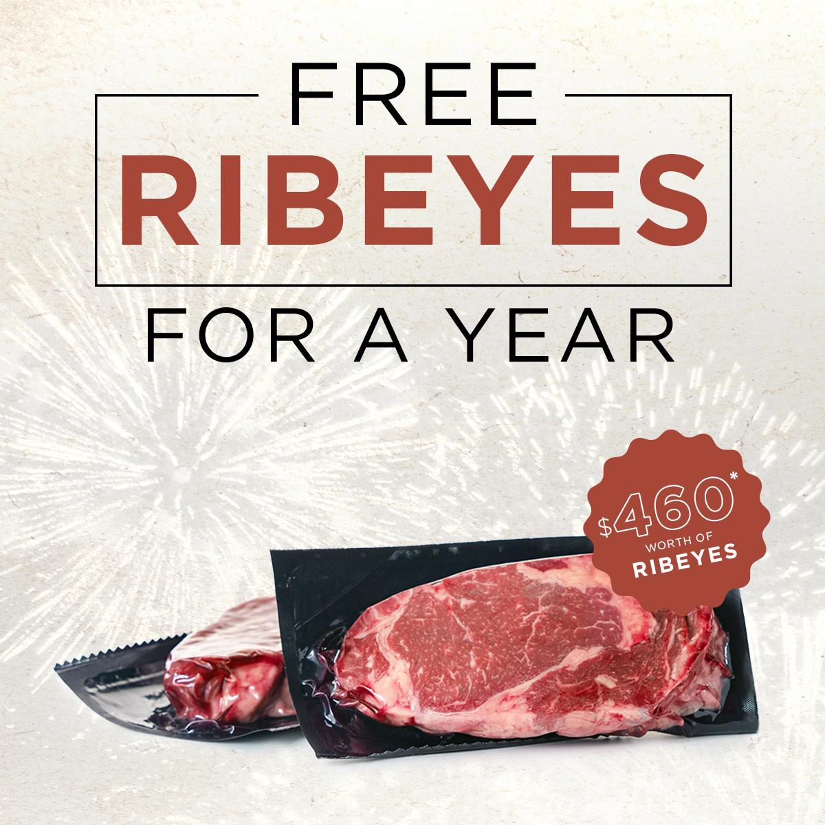 Butcherbox Get 2 Free Ribeyes In Every Box for One Year!