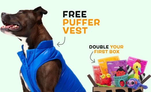 Read more about the article BarkBox Coupon Code – Double Your First Box + Free Puffer Vest!