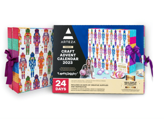 Arteza Advent Calendar 2023 (Fine Art, 12 Days) Art Supplies Holiday Gift  for Adults, Includes Acrylic, Gouache & Watercolor Paints, Art Chrome