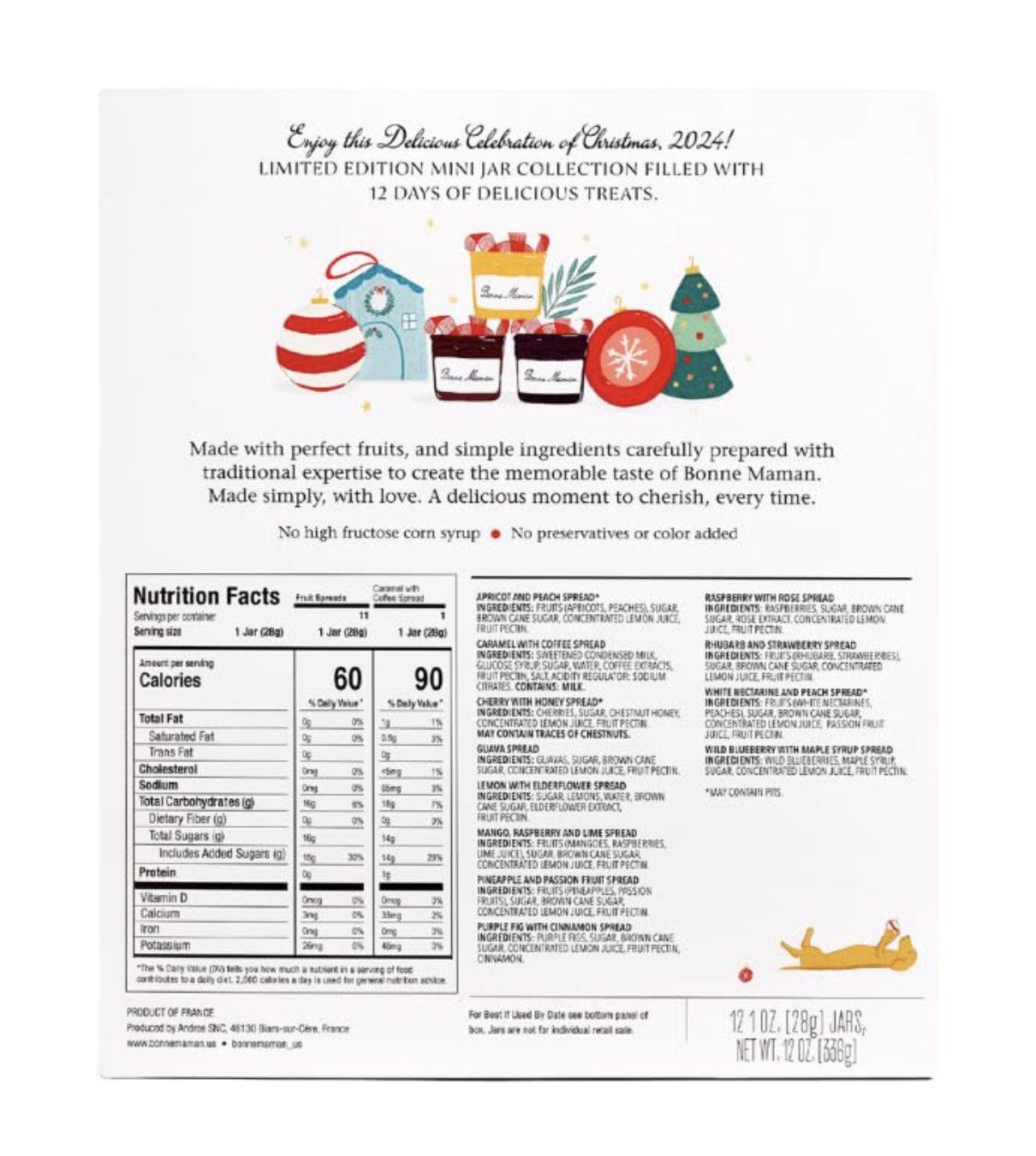 Bonne Maman 2024 Limited Edition “12 Days of Christmas” Advent Calendar ...